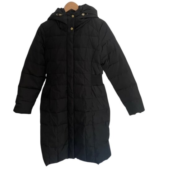 Cole Haan Black Hooded Down Puffer Coat Medium - Picture 2 of 6